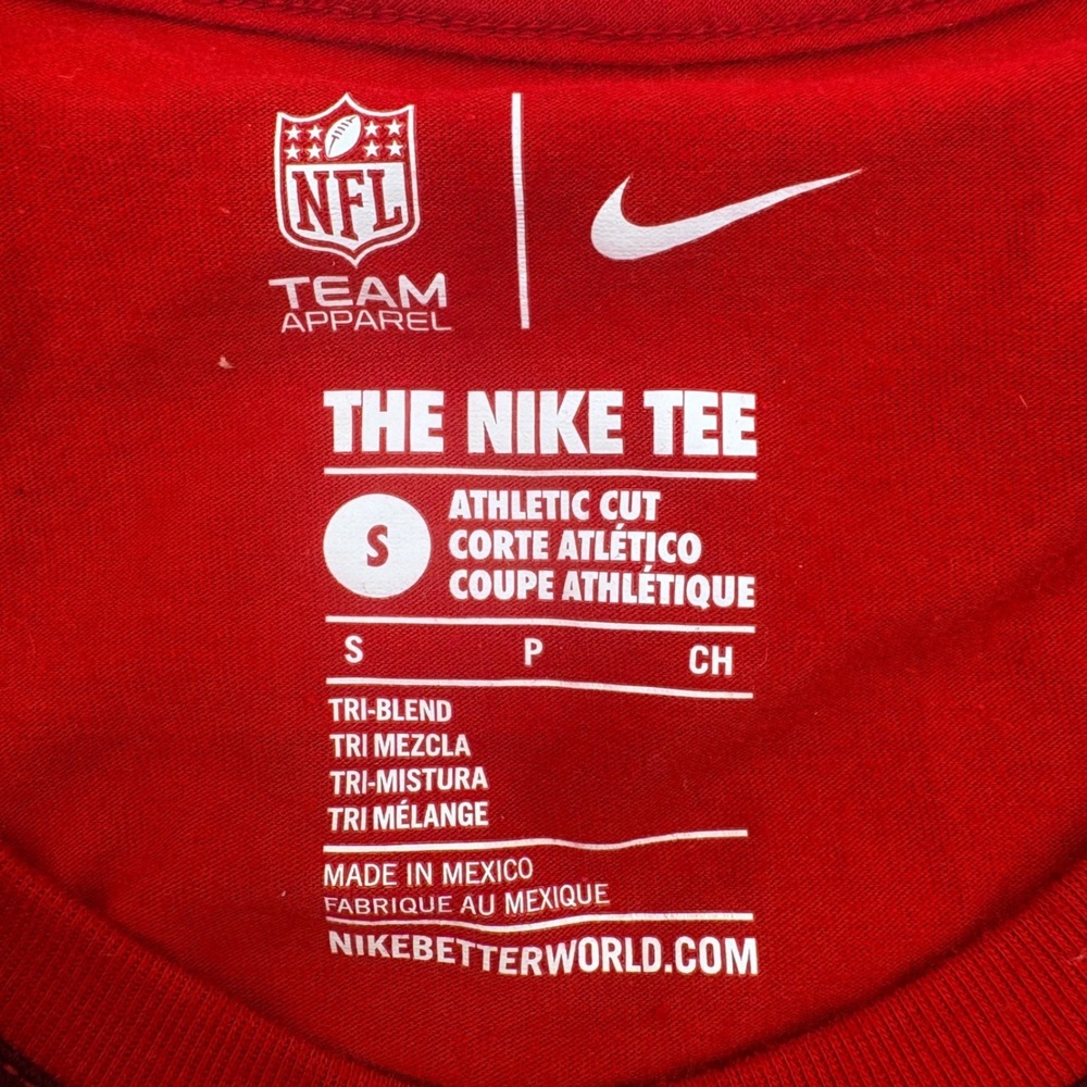 Nike Atlanta Falcons NFL Red Black Colorblock Tri-Blend T-Shirt Womens Small - Picture 4 of 8